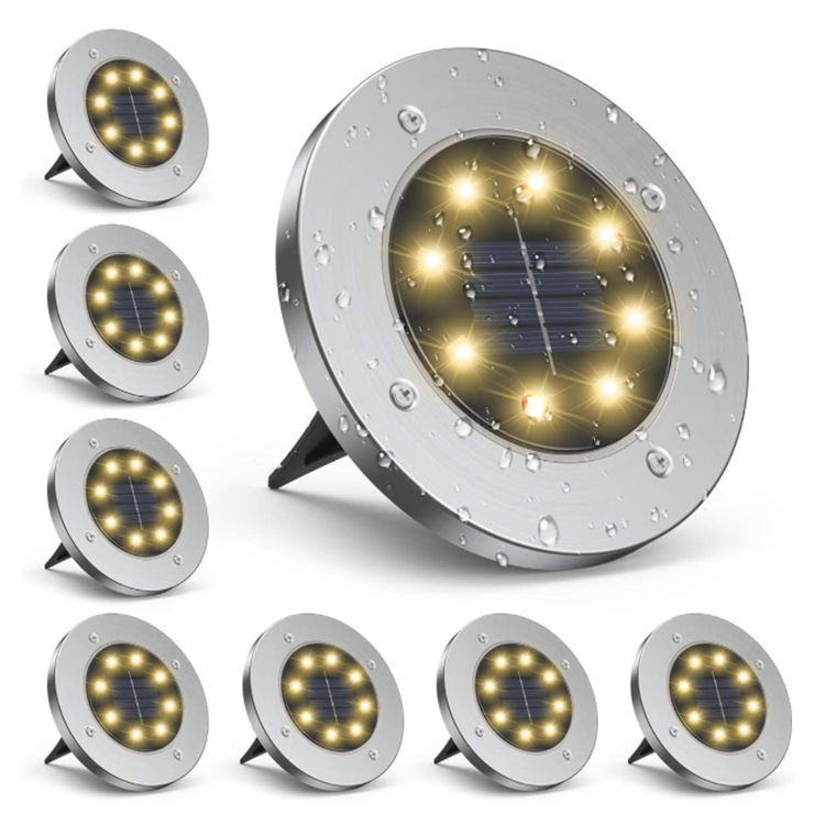 Waterproof Solar Garden Ground Lights | Stainless Steel Outdoor LED Path Lamps