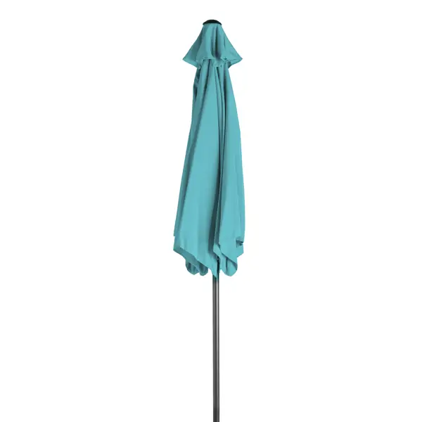 9ft Patio Umbrella, Outdoor Market Umbrella With Push Button Tilt, Crank Handle, 6 Sturdy Iron Ribs, UPF Waterproof Polyester Canopy, KD Design For Garden, Deck
