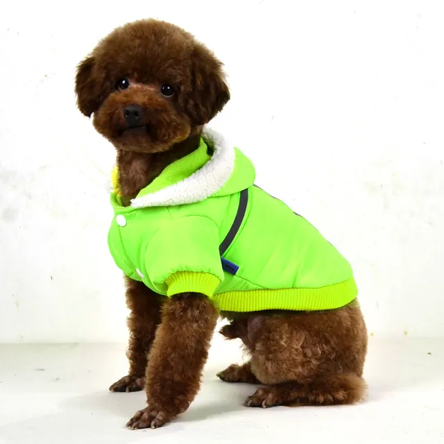 Pet Hooded T shaped Reflective Silk Cotton padded Jacket Fluorescent Green - Shop at LoveMi