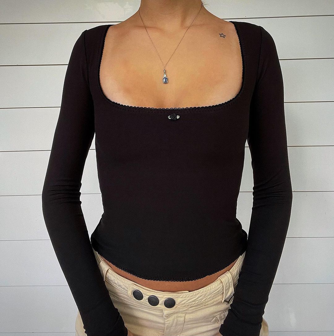 Floral Lace Solid Color Top Black - Shop at LoveMi