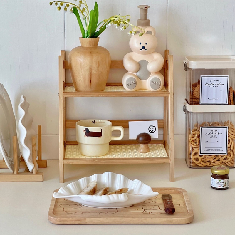 2 Layer Countertop Organizer Multipurpose Kitchen Wooden Rack Storage Shelf — image 8