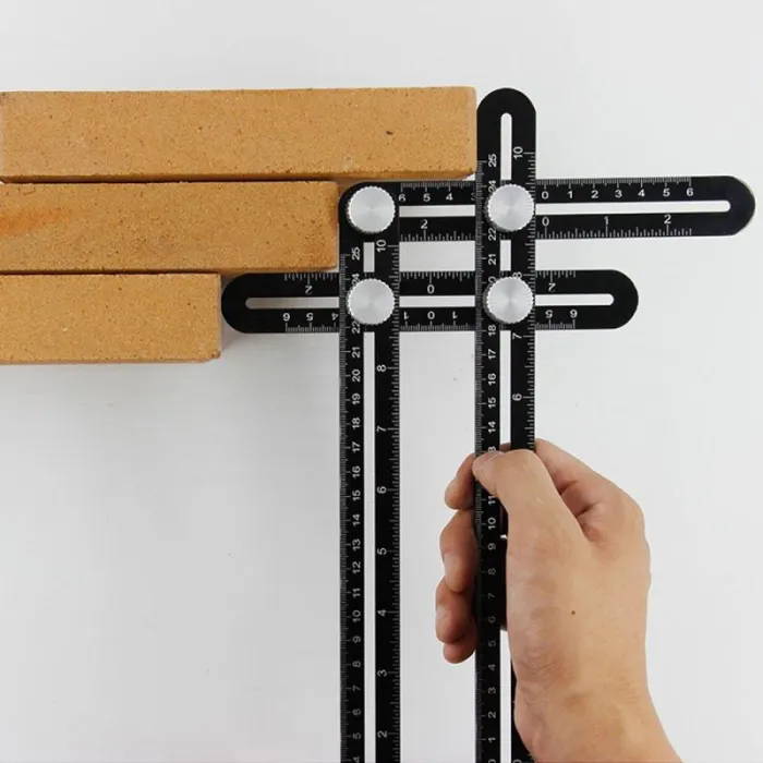6-Fold Multi-Angle Measuring Ruler, Aluminum Template Tool for Tile, Flooring and Hole Layout - detail photo 2