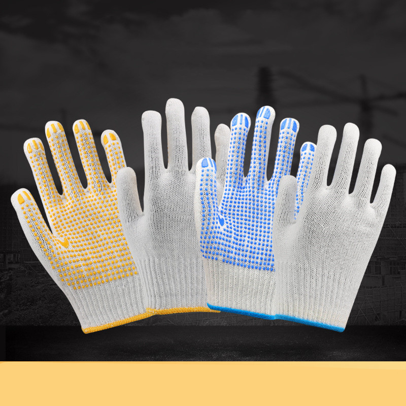 Bleached Ten-pin Non-slip Wear-resistant Pvc Beaded Gloves - 4