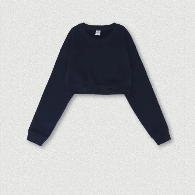Women's Retro Cropped Navel Short Sweatshirt Navy - Shop at LoveMi