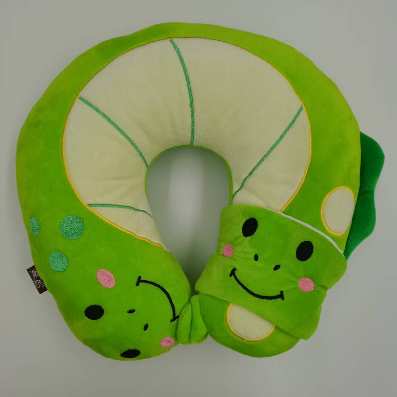 Green Cartoon Dinosaur U-Shaped Neck Pillow For Travel & Nap