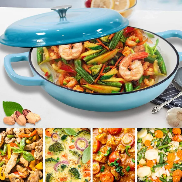 Enameled Cast Iron Dutch Oven, 3.8 Quart Dutch Oven Pot With Lid, Non Stick Cast Iron Pot, Round Oven Safe Up To, Use For Marinate, Cook, Bake And Serve 8