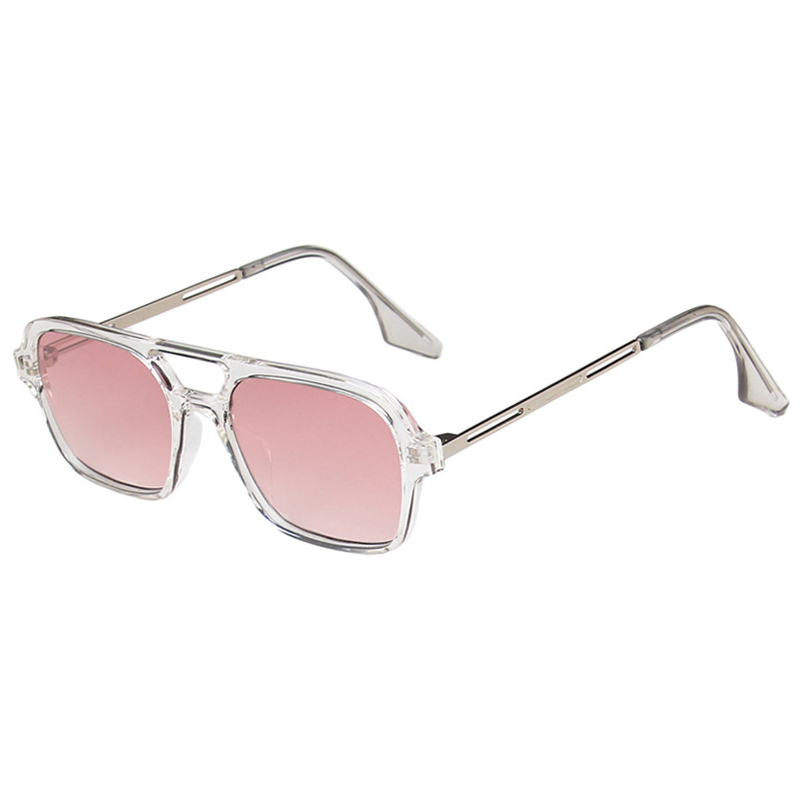 Vintage Double Bridge Cutout Square Sunglasses - Image 3