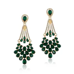 Bride Dress With Accessories For Girls Earrings - Green - View 1