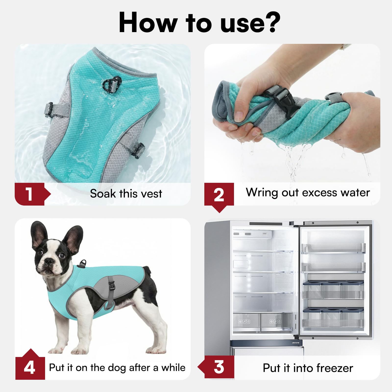 Dog Cooling Jacket For Large Dogs, Pet Cooling Vest With Mesh And D Ring, Dog Reflective Stripe Cooler Jacket For Beach, Hiking, Walking view 6