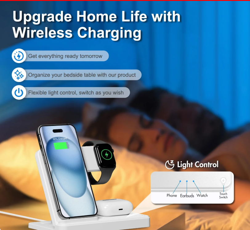 3 In 1 Magnetic Wireless Charger Stand 15W Fast Charging Dock Station Multiple Devices thumbnail 6
