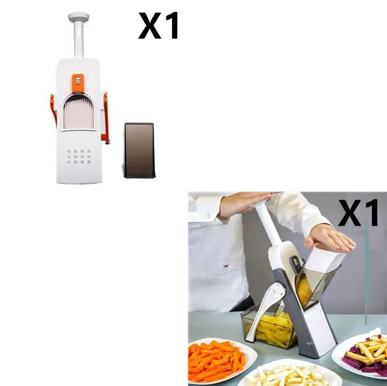 Multifunctional Vegetable Cutter Paper Shredder Kitchen Tool Meat Cutter Pound Garlic Household Shredder Onion Ginger Artifact Orange Grey Set - Shop at LoveMi