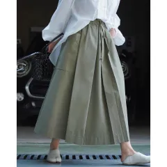 Workwear Casual High Waist Drawstring Elastic Pocket Ladies Skirt - Dark Green - View 1