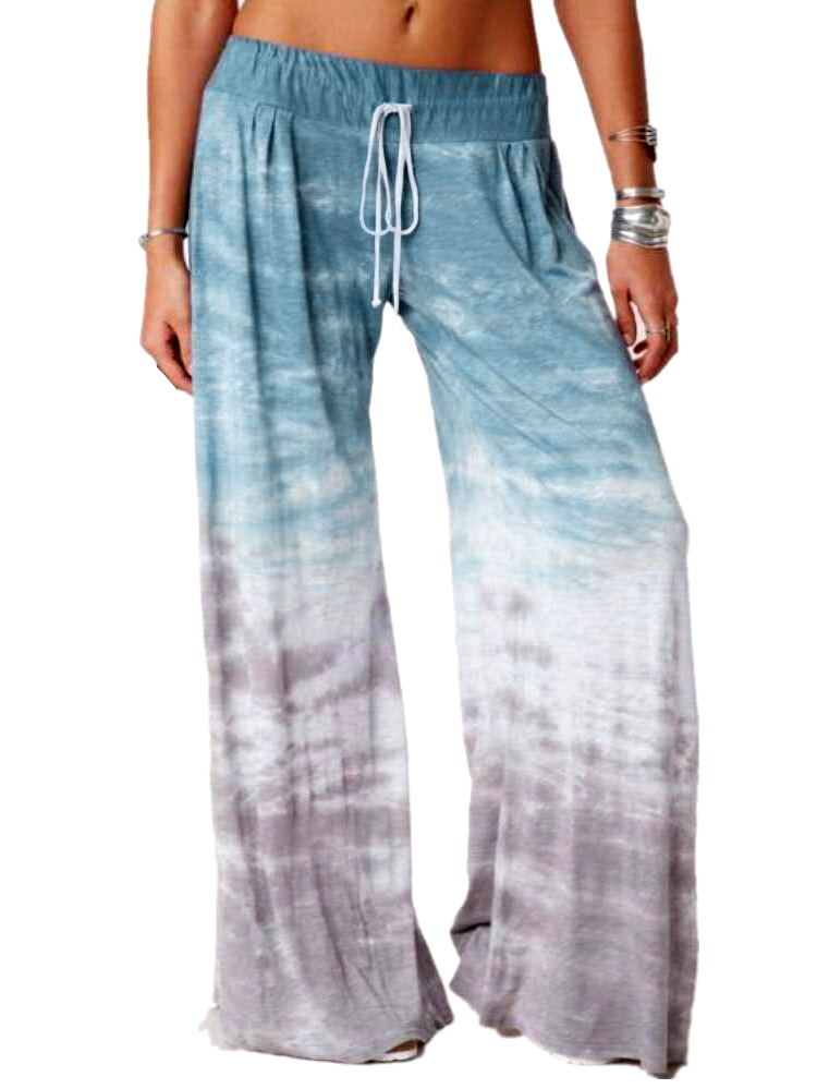 Women's Gradient Printed Wide Leg Sports Pants