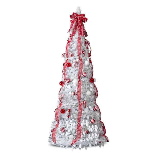 6 FT Fully Decorated Pre lit Christmas Tree, Pop Up Artificial Xmas Tree With 100 Warm Lights And Red Ornaments For Home Office Store Holiday Deco,... Default Title - Shop at LoveMi
