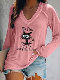 Large Women's Loose Clover Print V-neck Pullover - Tlrev1K82216111-5Xl - View 1
