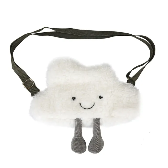 Cloud Messenger Bag Female Cute Plush Cartoon Soft Cute Mini Shoulder White - Shop at LoveMi