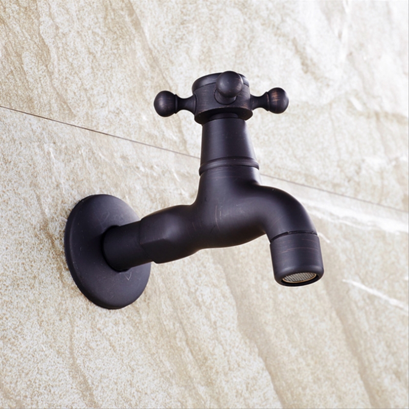 Title 7, Black Antique Plum Hand Wheel Mop Pool Faucet