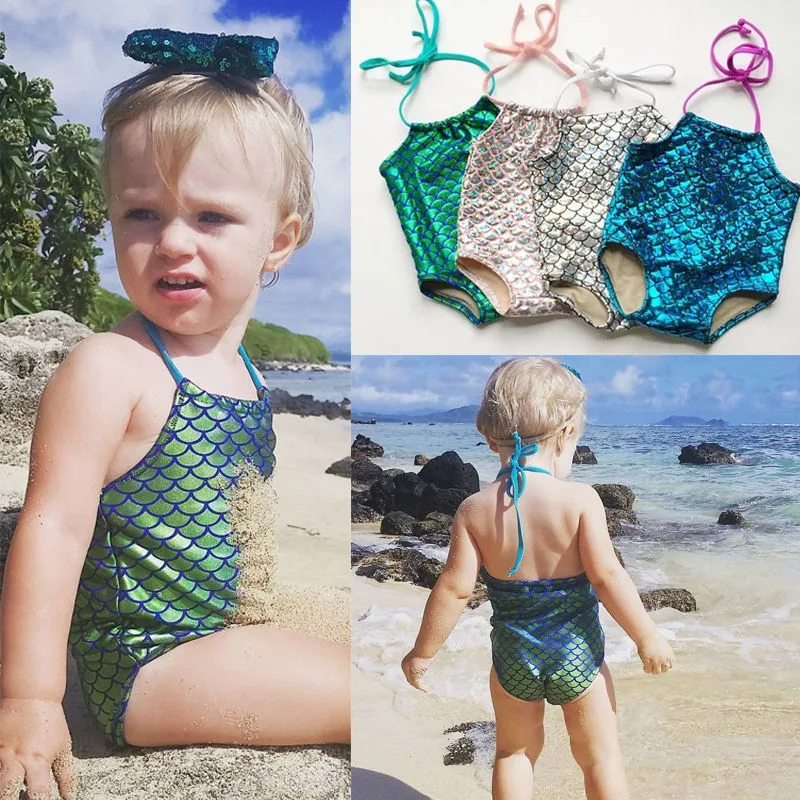 Mermaid One Piece Swimsuit Baby Girl Bikini New