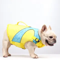 Bright Colour Contrast Dog Life Jacket Swimsuit - Yellow - View 1