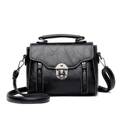 The New Twist Lock Small Square Bag Korean Women's Bag Fashion Shoulder Bag - Black - View 1