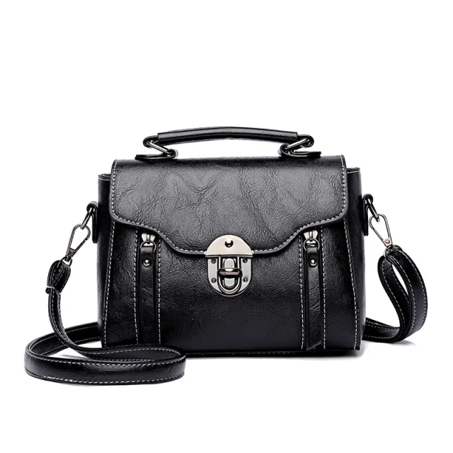 The New Twist Lock Small Square Bag Korean Women's Bag Fashion Shoulder Bag Black - Shop at LoveMi