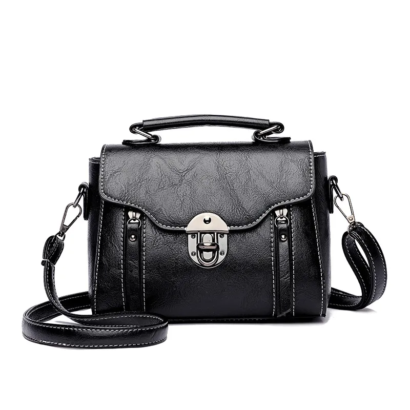 The New Twist Lock Small Square Bag Korean Women's Bag Fashion Shoulder Bag - Black