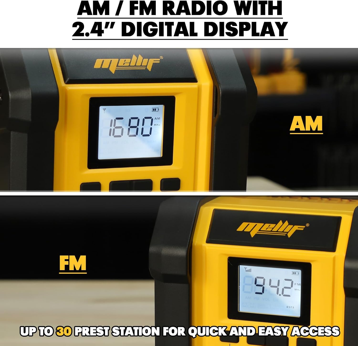 Mellif 18V Jobsite Radio Bluetooth Speaker Comaptible With DEWALT 20V MAX — image 5