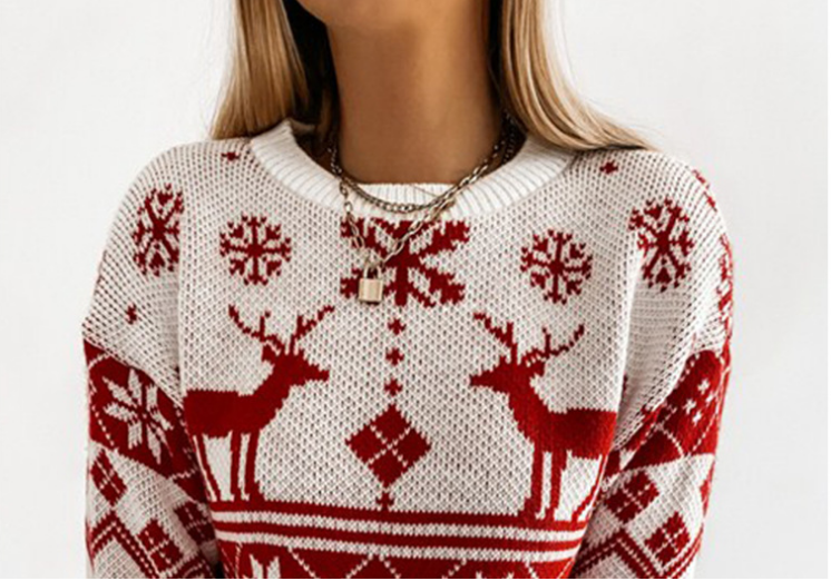 Title 7, Elk Snowflake Kerst Jacquard gebreide trui – Wa...