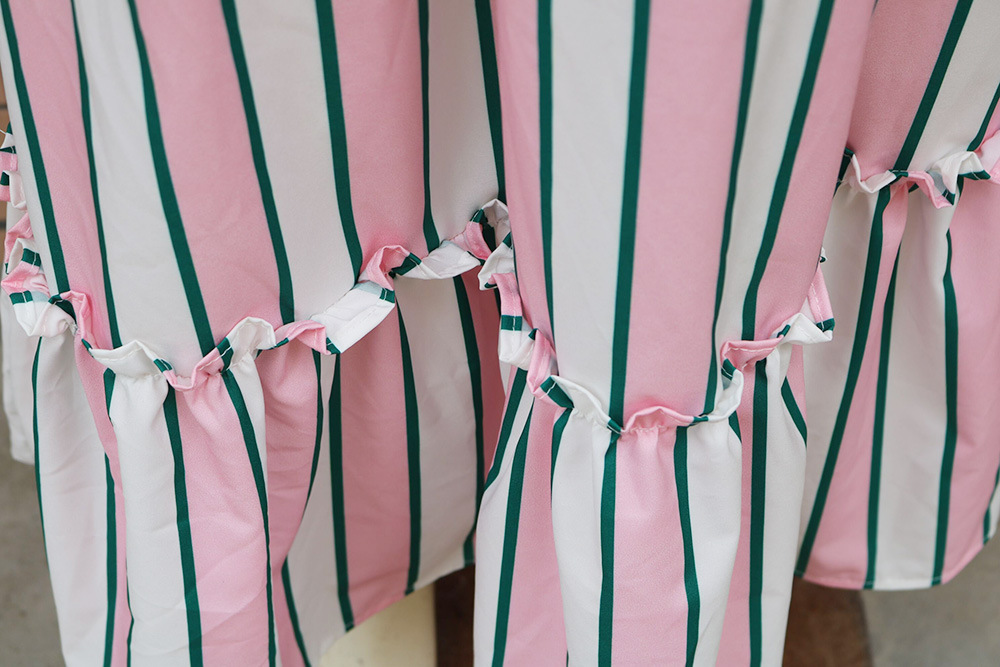 Fashion Suspender Striped Backless Dress With Big Swing