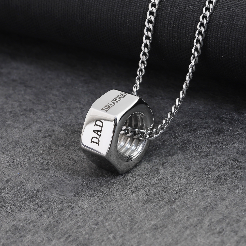 Letter Stainless Steel Screw Cap Necklace