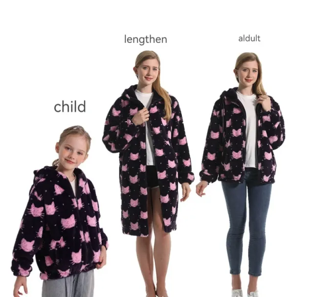 Women's Unisex Wear Hooded Drawstring Sweatshirt Printed Pink Cat On Black Background - Shop at LoveMi