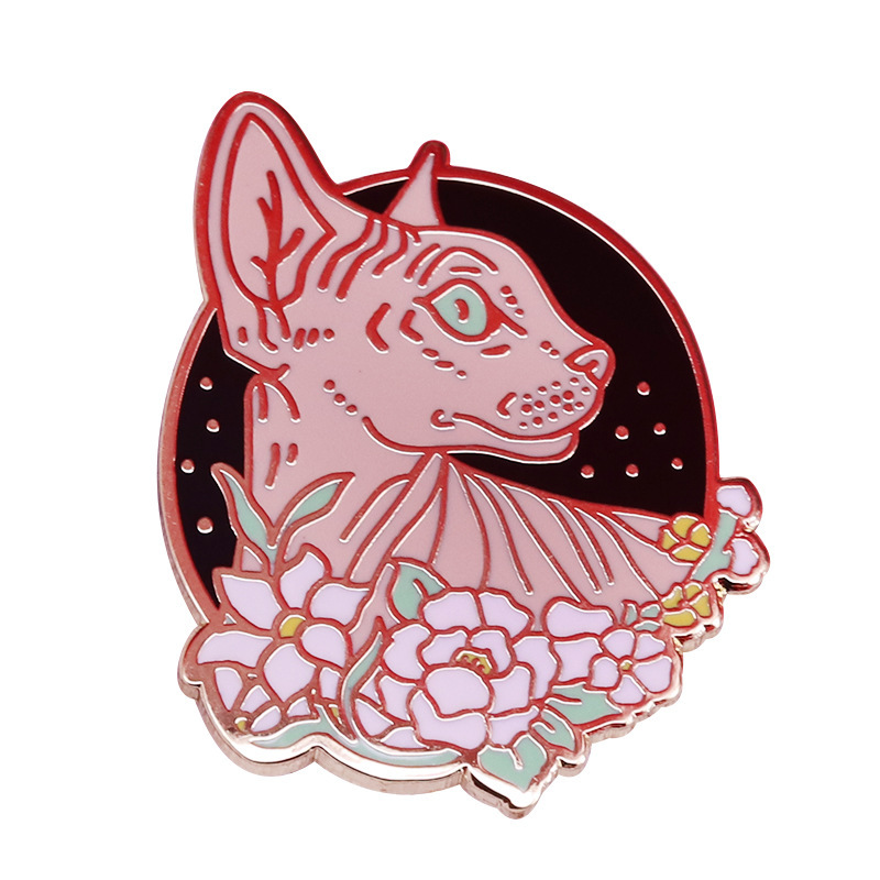 Flower Brooch Cute Hairless Cat Badge — view 2