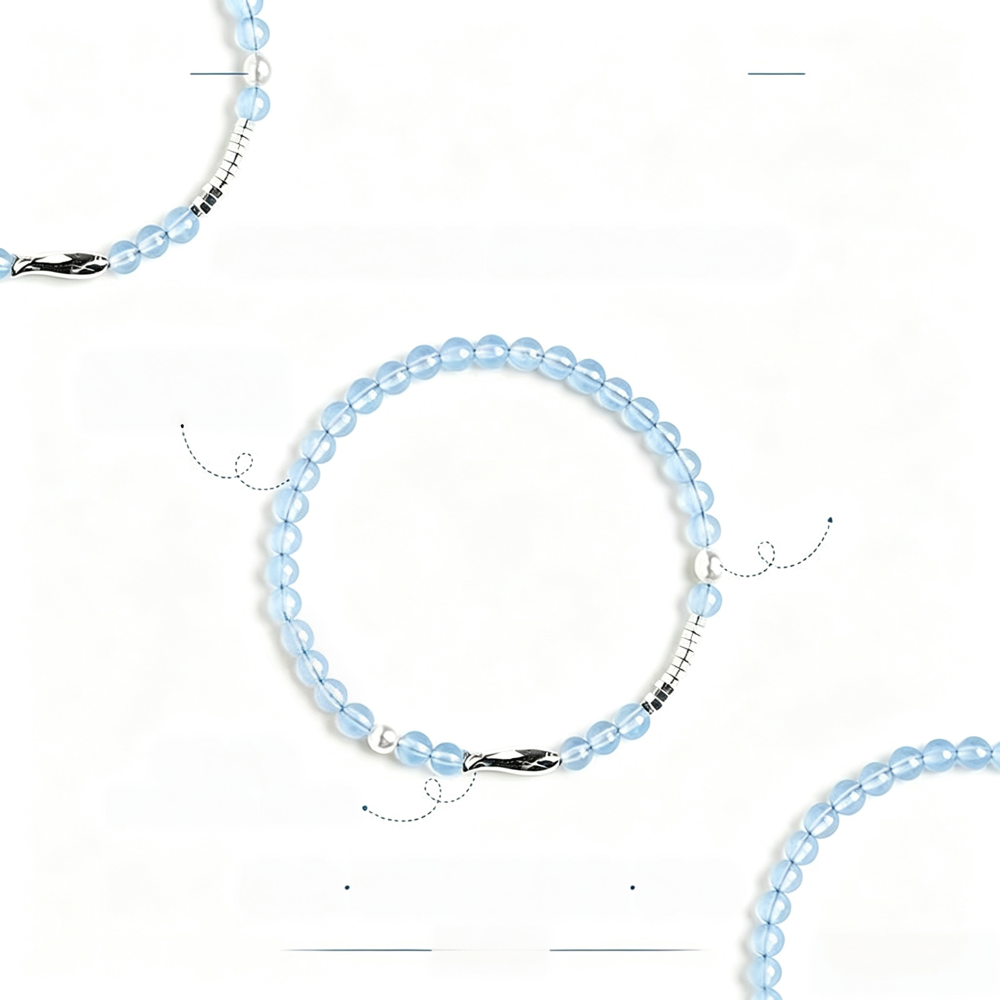 Aquamarine Color Quartzite Beaded Bracelet