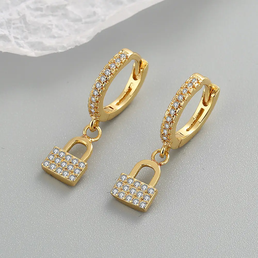 925 Sterling Silver Female Light Luxury Niche New Tide Lock Shaped Earrings
