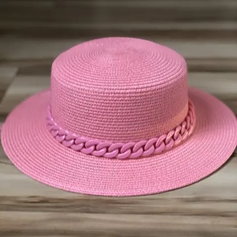 Korean Version Of Fashion Net Red Chain Beach Sun Hat Tide Pink - Shop at LoveMi