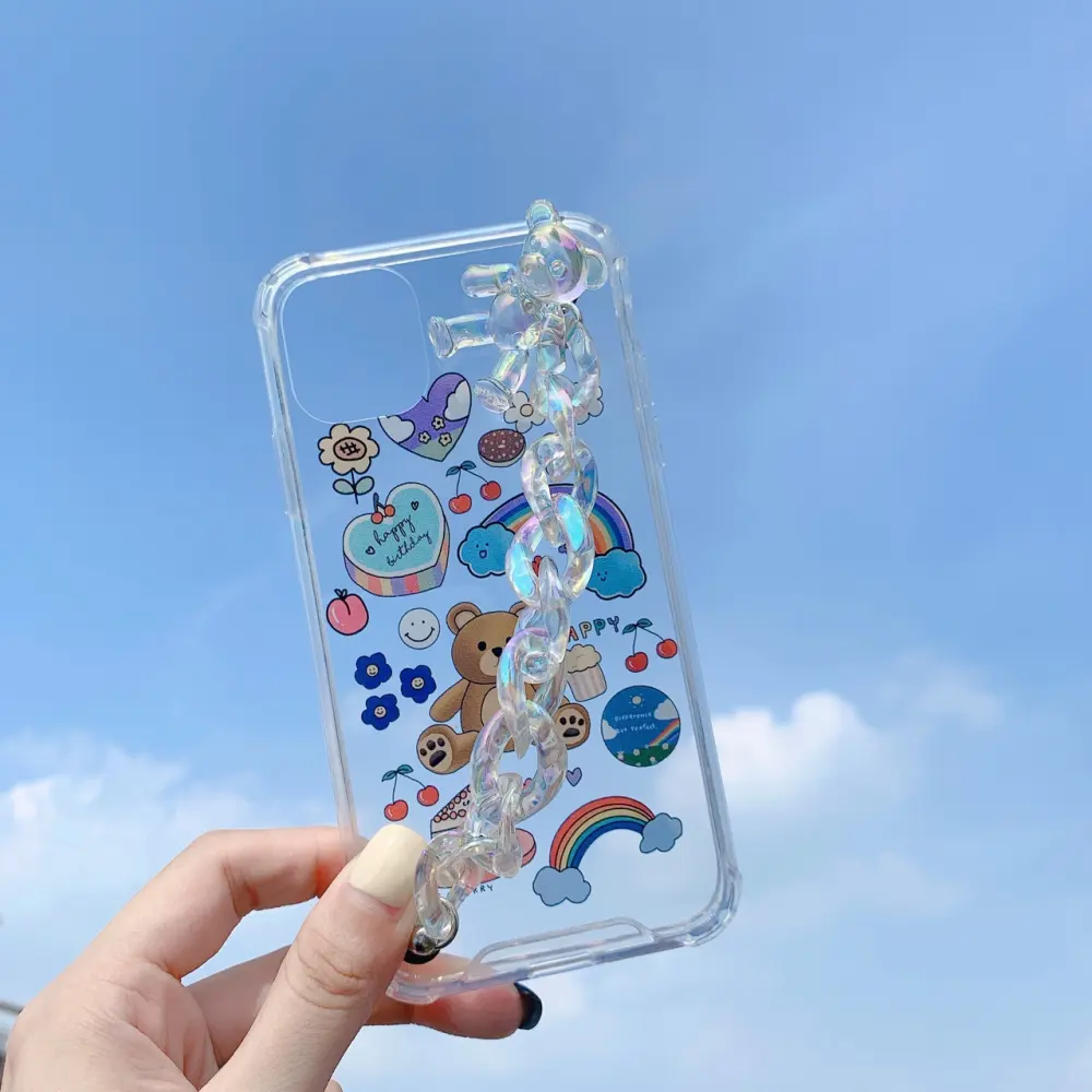 Bear Chain Protective Mobile Phone Cover Case