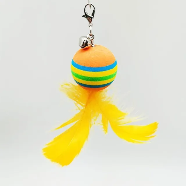 Pet Cat Toy Feather Bell Rainbow Ball Number2 - Shop at LoveMi