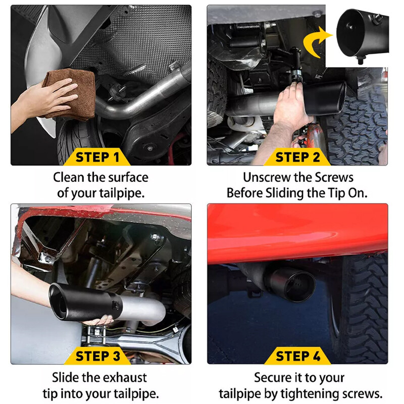 Dual Outlet Exhaust Tip Tail Muffler Tip For 1.4-2.5 Silver Stainless Steel NEW