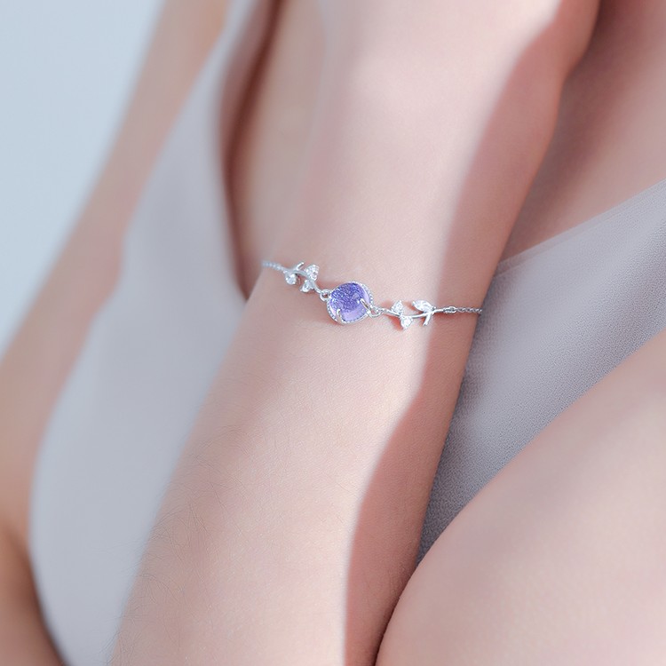 Title 1, 925 Silver Light Luxury Purple Lavender Bracele...