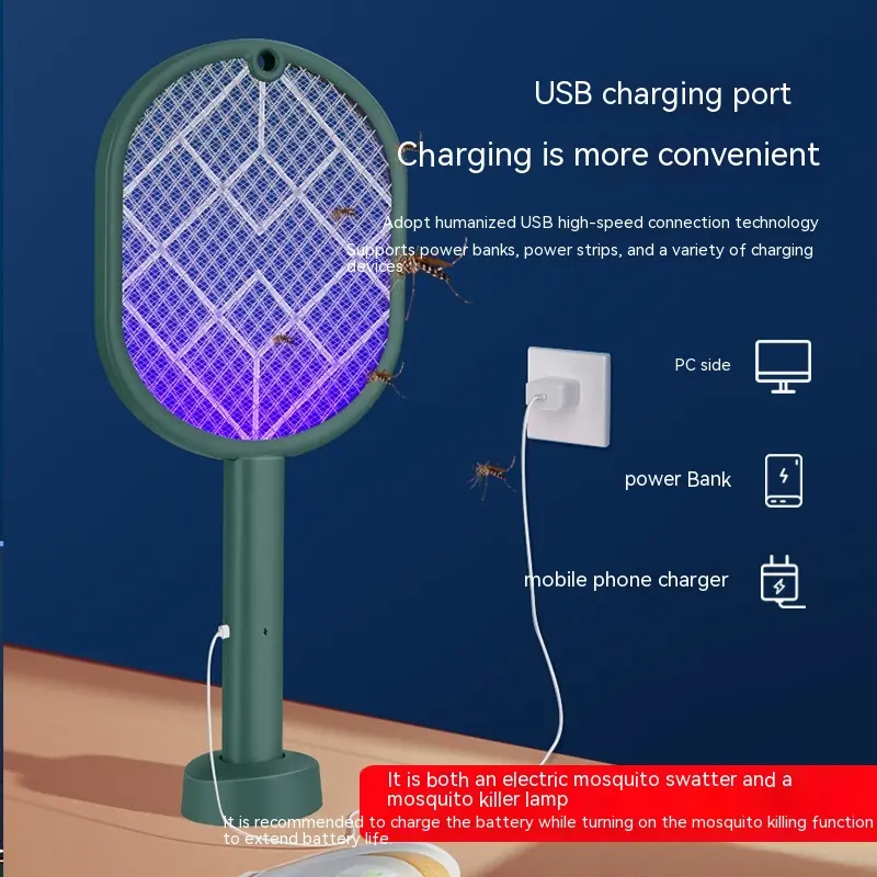 Electric Mosquito Swatter Rechargeable Household Killer Lamp