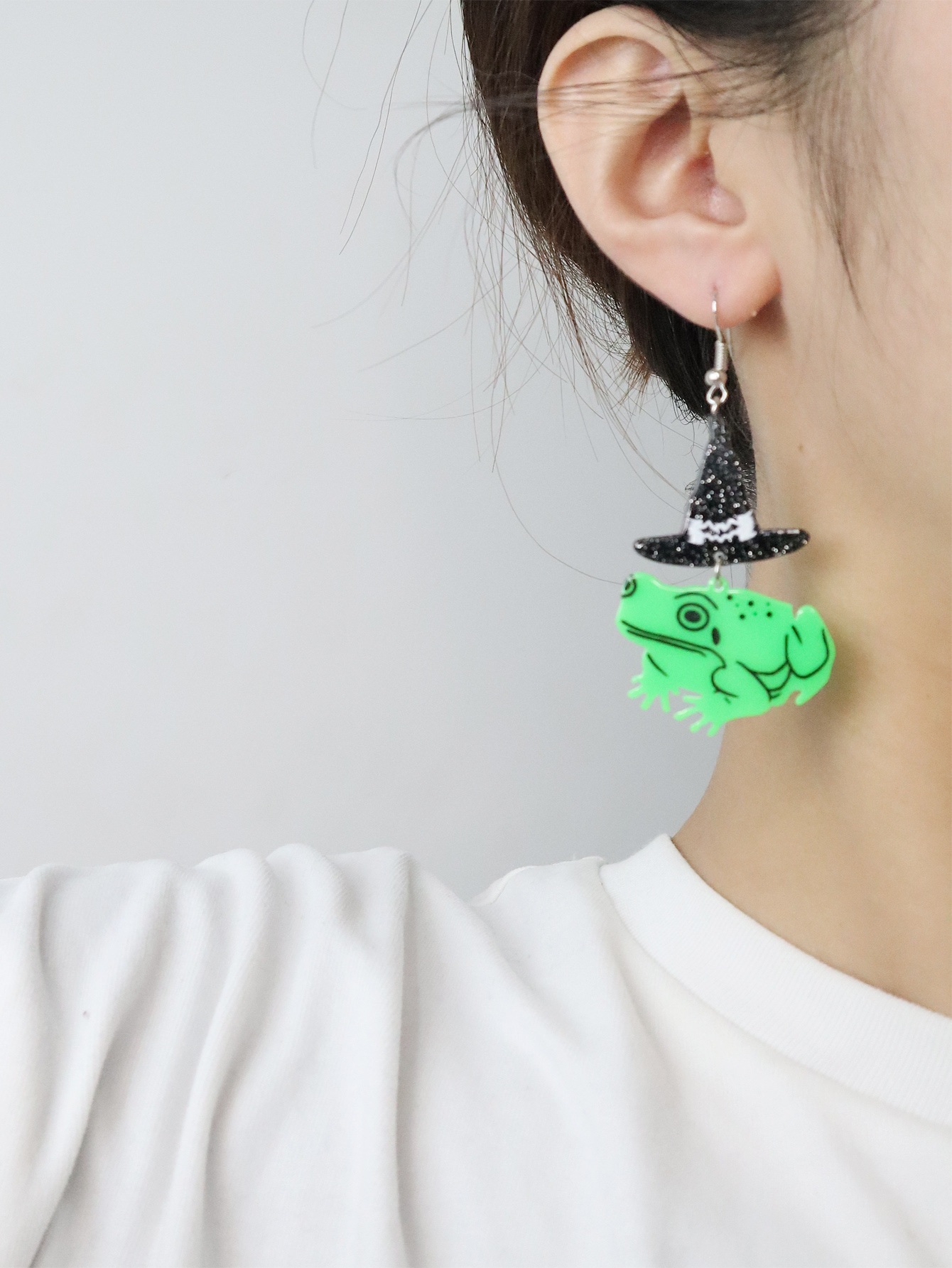 Halloween Acrylic Print Earrings Wizard Hat