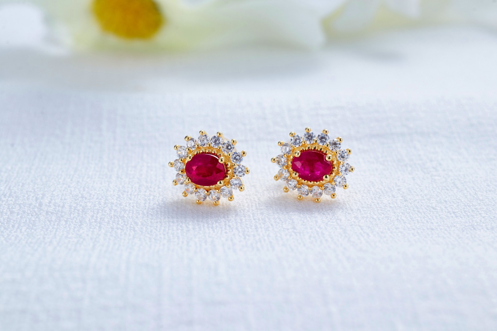 Silver Light Luxury Silver Plated Ruby Earrings
