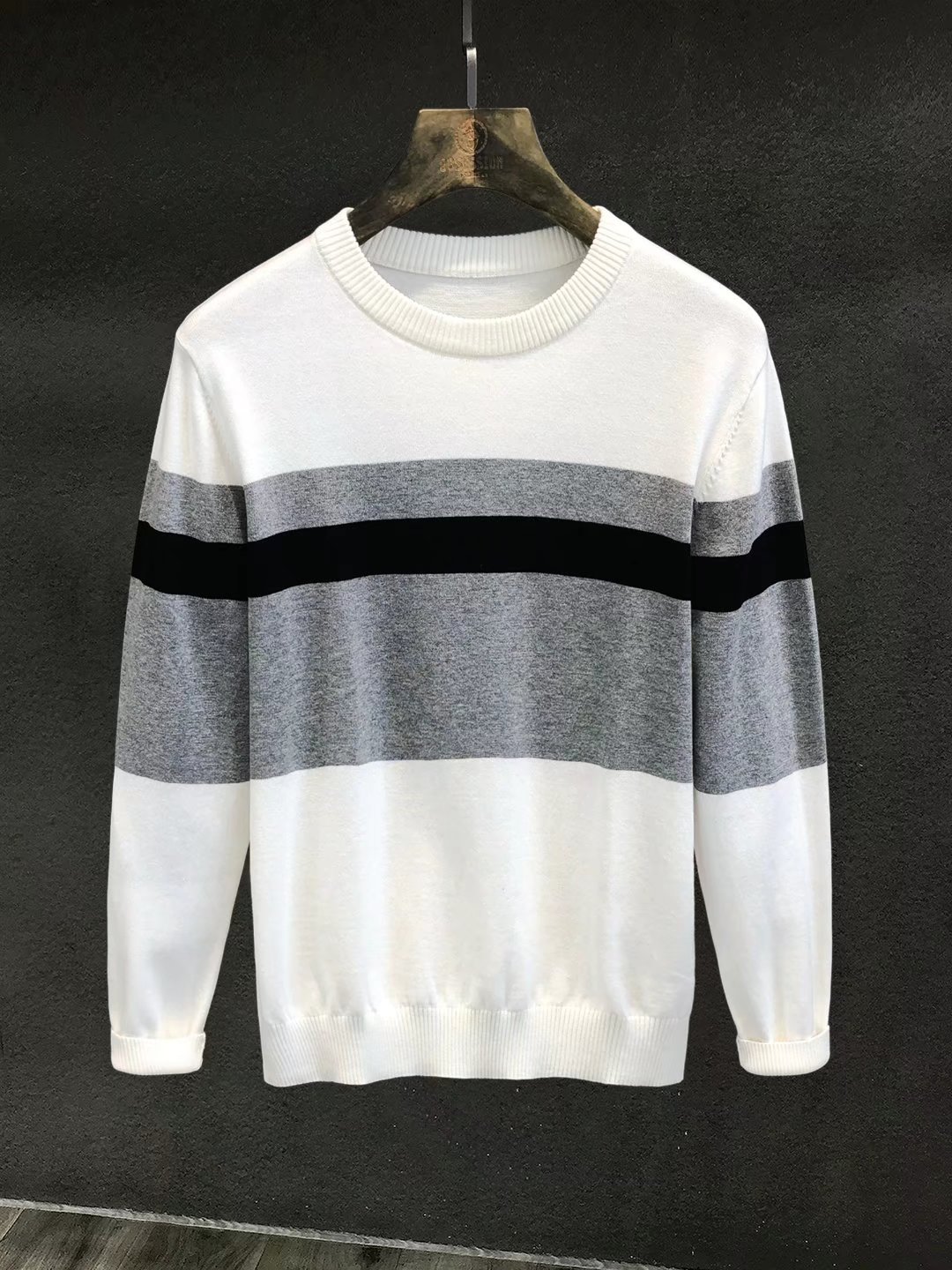 Contrast Stitching Men's Trend Knit Sweater