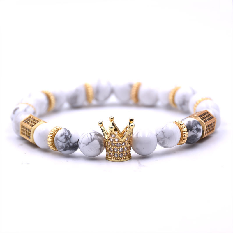 Title 5, Bracelet couronne en Zircon, perles en pierre r...