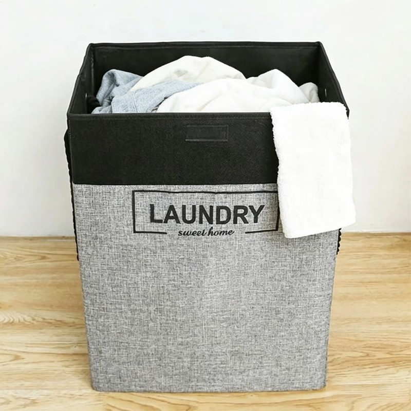 Laundry Basket Dirty Washing Clothes Storage Folding Bin Bag Hamper With Lid — image 2