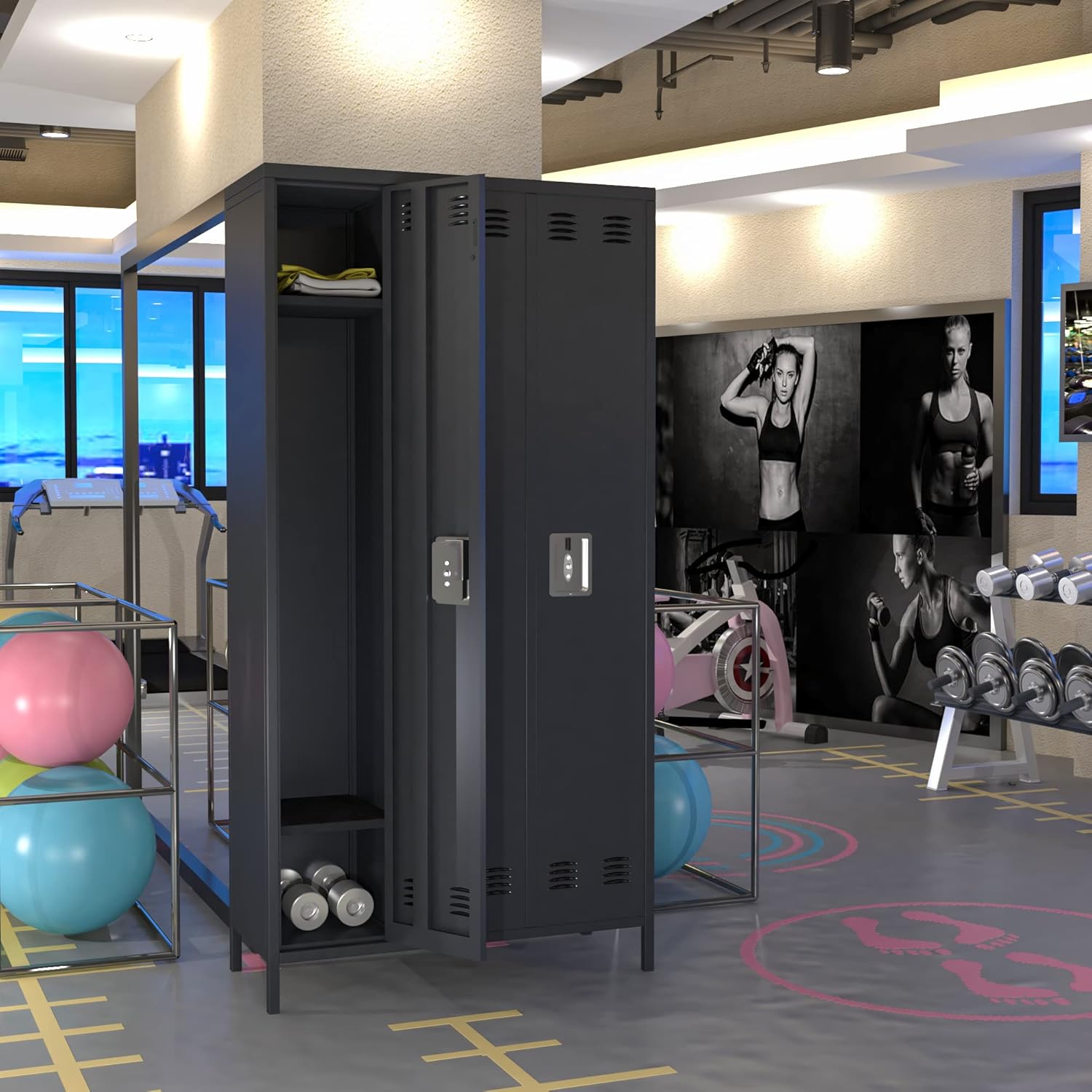 15 Doors Metal Lockers For Employees For Offices School Gyms Home,Assembly Required,Dark Gray