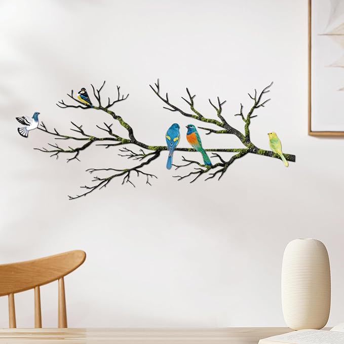 Metal Birds on Branch Wall Art