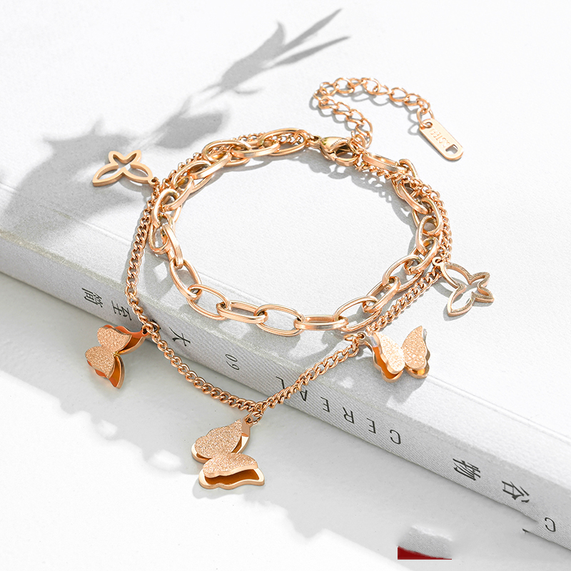 Butterfly Double-layer Titanium Steel Bracelet