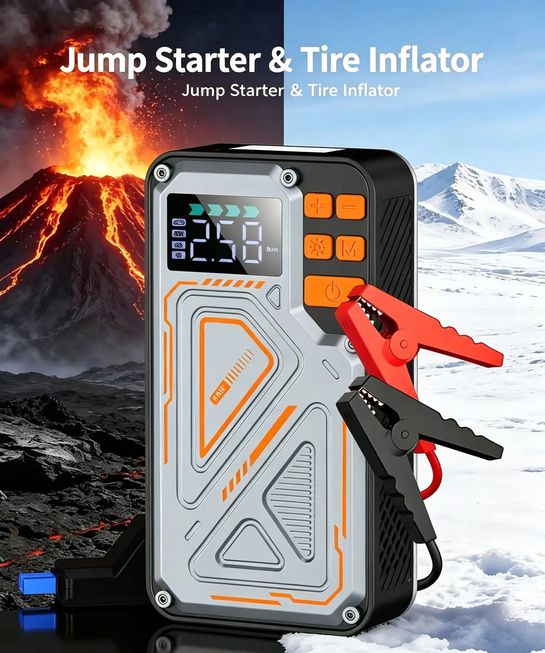 Tire Inflator, Auto Emergency Battery Booster Pack