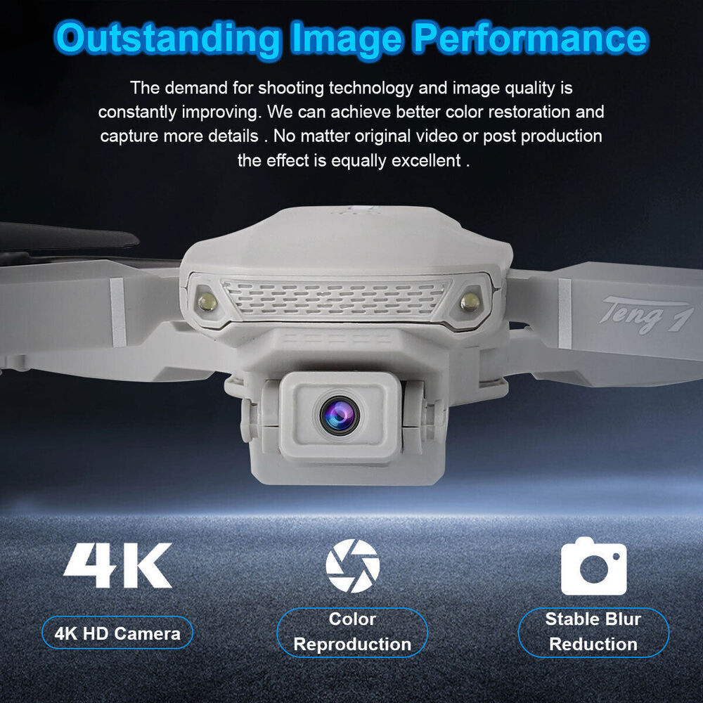 3 Batteries Pro Drone 4K Selfie Camera Wifi Fpv Foldable Rc Quadcopter UK